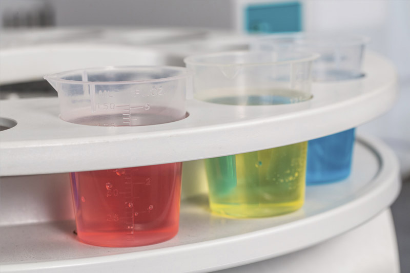 pH buffer solutions in autosampler carousel
