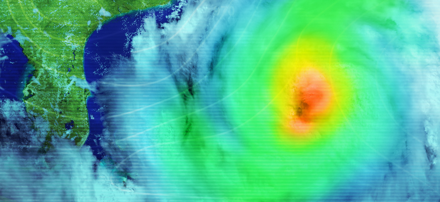 Weather map of hurricane near Florida