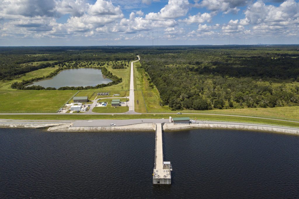 Aerial view of tower at Regional Reservoir