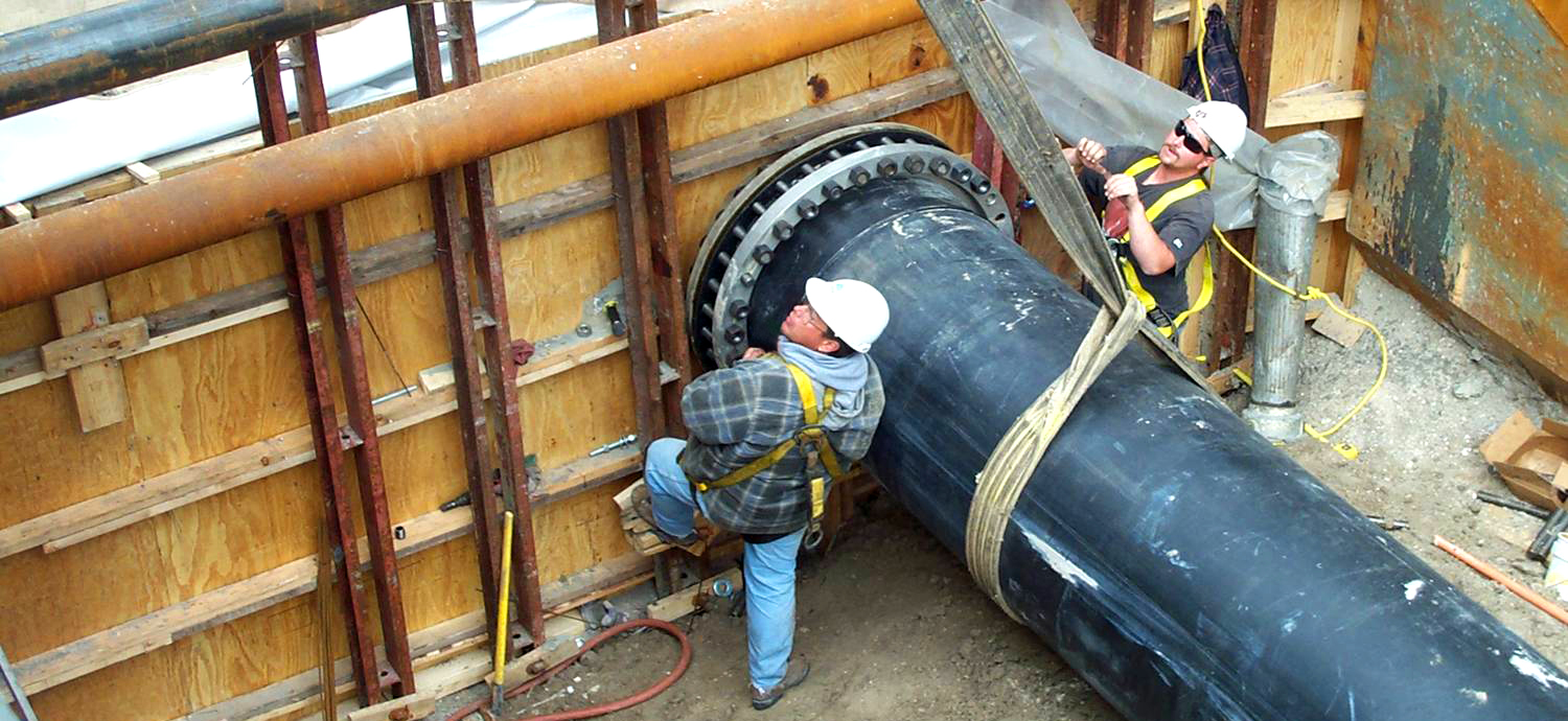 Workers at construction of desal intake