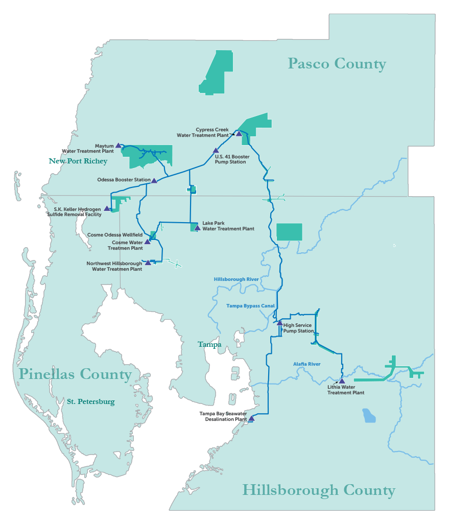 Map of Tampa Bay Water desalination system