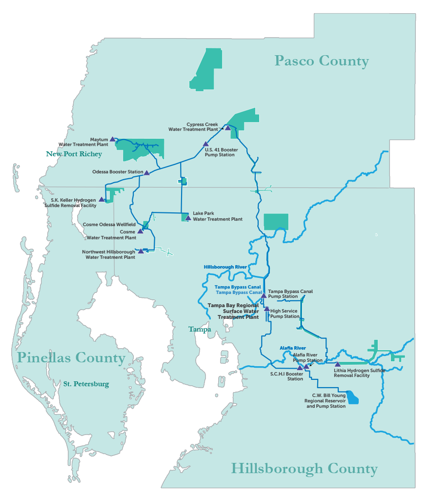 Map of Tampa Bay Water surface water system